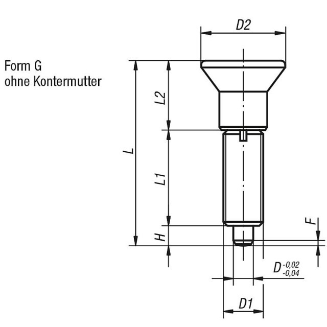 ARRETIERBOLZEN GR.0 M08X1, FORM:G EDELSTAHL, GEHÄRTET, D=4